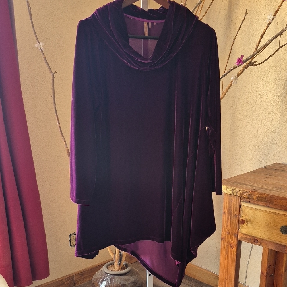 HOLIDAY SALE Soft Surroundings Rich Purple Velvet Tunic With Cowell Neck